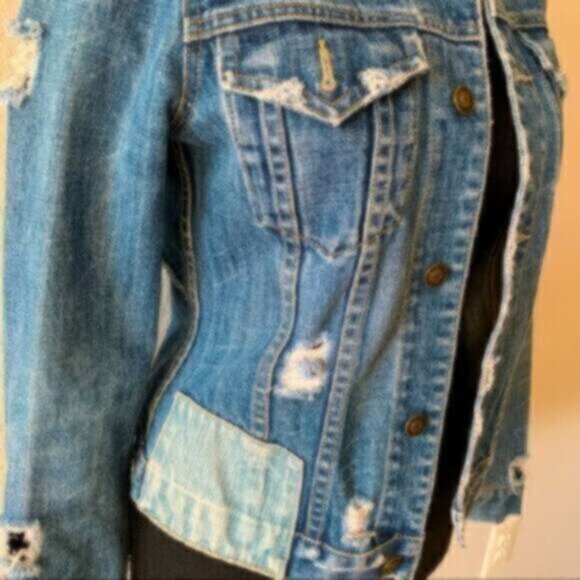 Earl Jean Distressed Patchwork Jean Jacket - Picture 7 of 17
